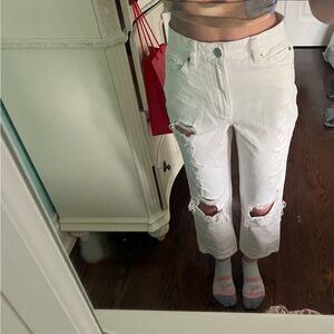 White ripped jeans